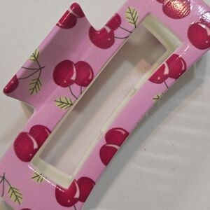 Pink Cherry Print Hair Clip